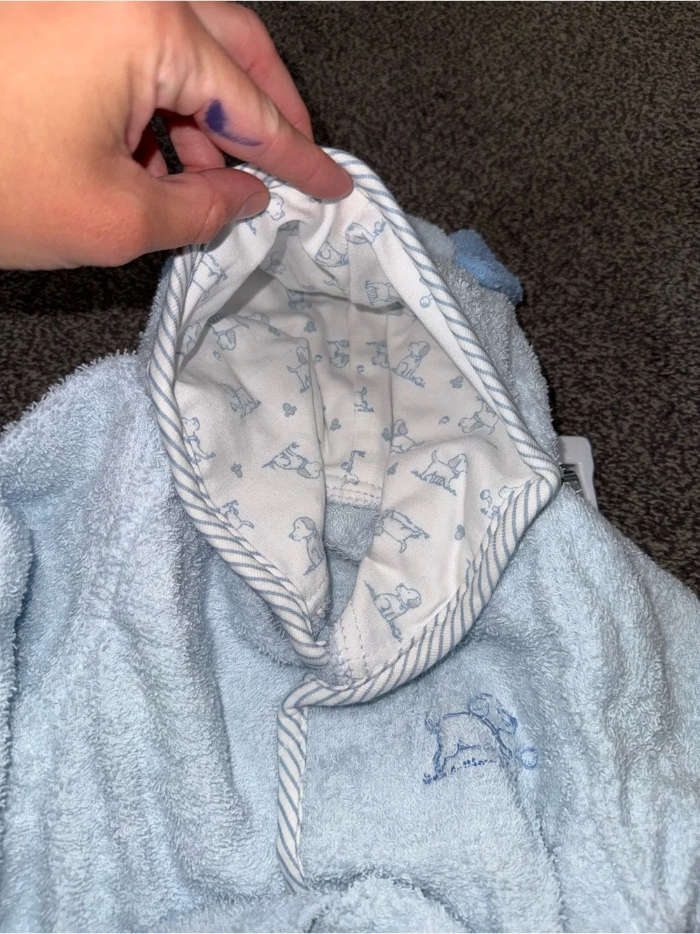 Little Me Baby Hooded Bathrobe 0-9 Months Blue Puppy NWT Soft Unisex